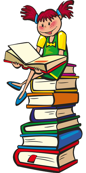 Bücherstapel // Source: pixabay.com - Search: Girl Book Stack Read Stack Of - By: OpenClipart-Vectors - Download: 19.12.2022 - CC: 0